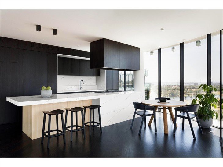 White Marble Looking Quartz Countertops With Black Veining (2)